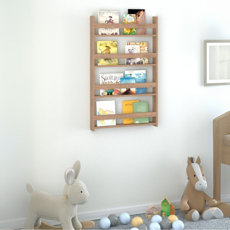 Montessori меламинова стена библиотека в цвят борова дъб 74x10x120cm.