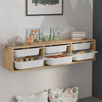 Pavia wall-mounted скрин с 6 чекмеджета в цвят сапфирен дъб 132x31x30.7cm