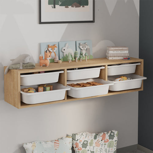 Pavia wall-mounted скрин с 6 чекмеджета в цвят сапфирен дъб 132x31x30.7cm