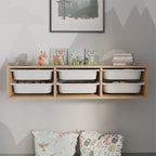 Pavia wall-mounted скрин с 6 чекмеджета в цвят сапфирен дъб 132x31x30.7cm
