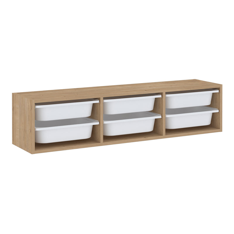 Pavia wall-mounted скрин с 6 чекмеджета в цвят сапфирен дъб 132x31x30.7cm
