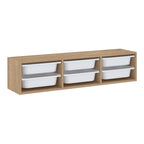 Pavia wall-mounted скрин с 6 чекмеджета в цвят сапфирен дъб 132x31x30.7cm
