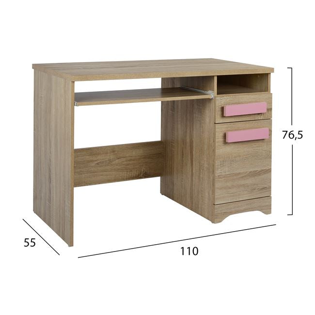 Бюро Playroom Sonama-Розово с дръжки 110X55X76.5