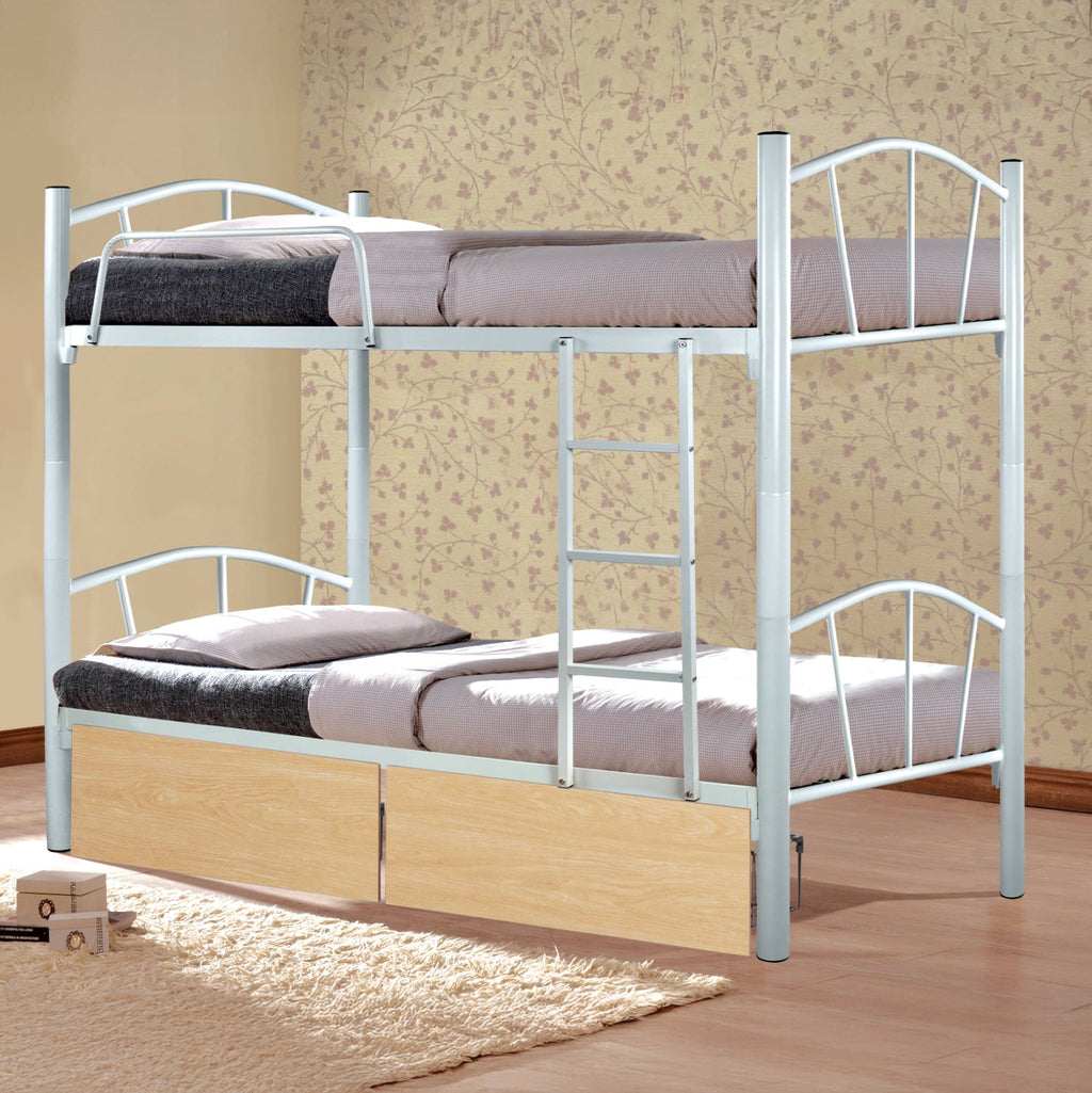 Двуетажно метално легло, бяло, 91x200 см