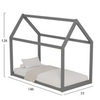 Монтесори легло Топаз от борова дървесина, сиво, 70x140 см