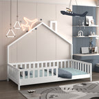 Монтесори легло от масивна борова дървесина, бяло, 90x190 см