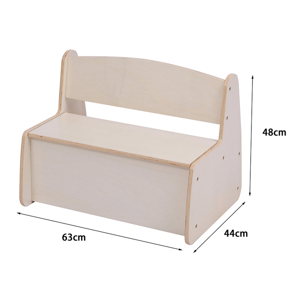 Детска пейка с място за съхранение RICKI MDF и шперплат естествен 63x4