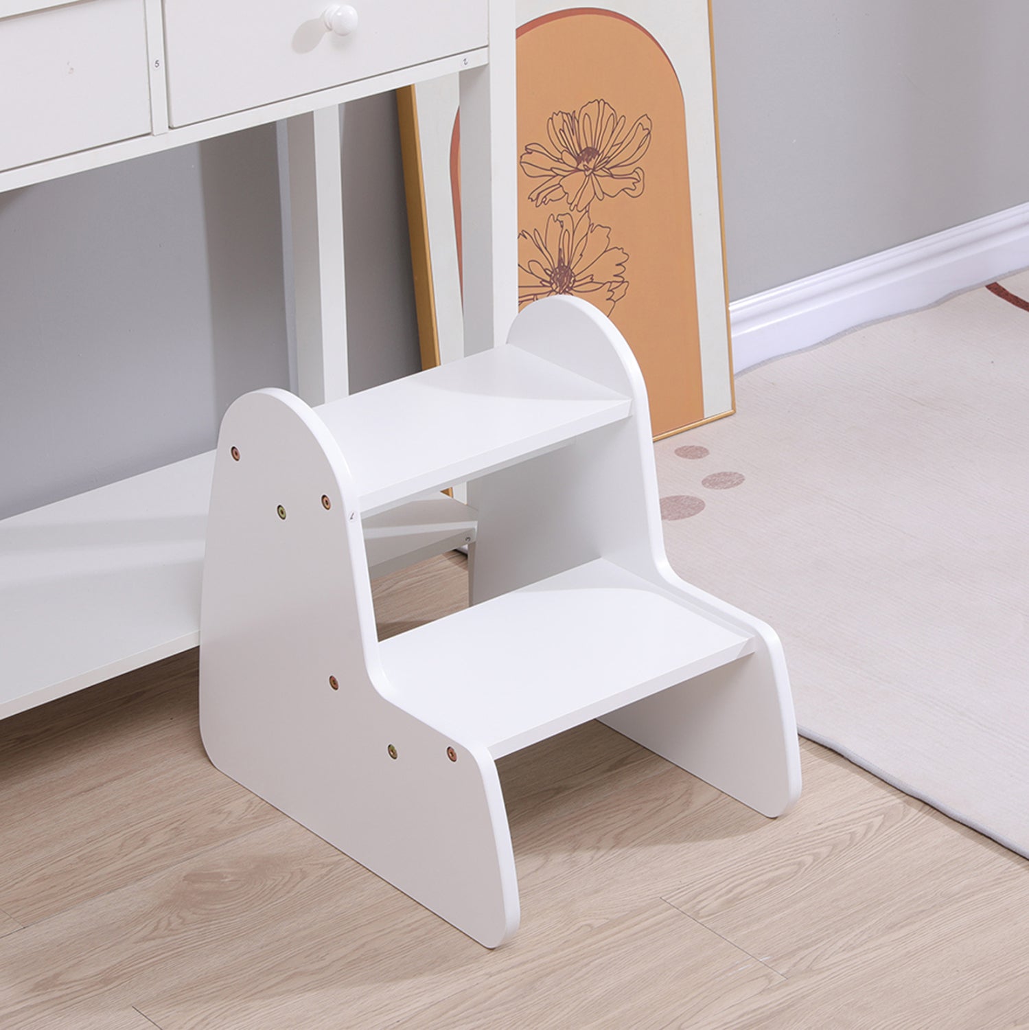 Детска стълба/стол RICKI MDF & шперплат бял 33x43.5x40.5см