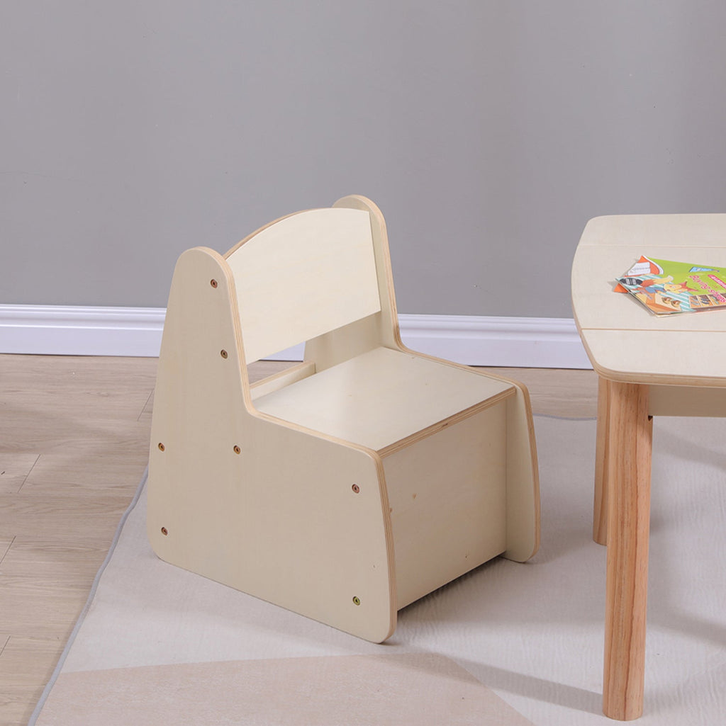 Детски стол с рафт RICKI естествен 33x43x47 см