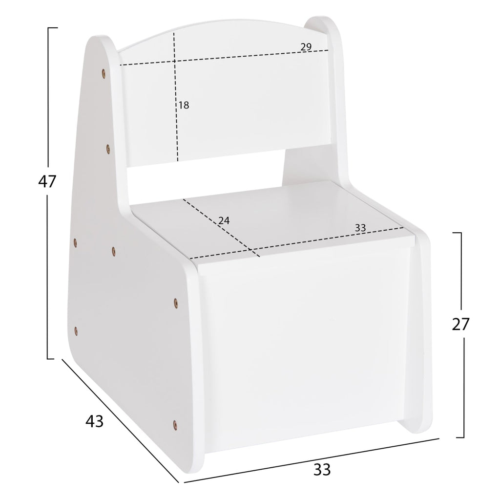 Детски стол с ракла RICKI бял 33x43x47 см