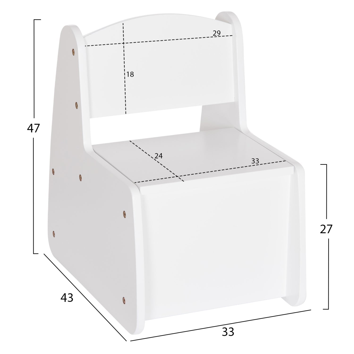 Детски стол с ракла RICKI бял 33x43x47 см