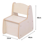 Детски стол с рафт RICKI естествен 33x43x47 см