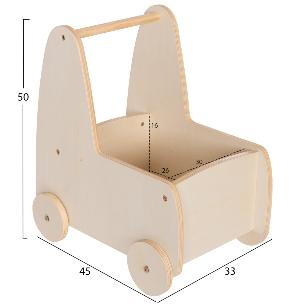 Детска количка RICKI MDF & шперплат естествен 33x45x50 см