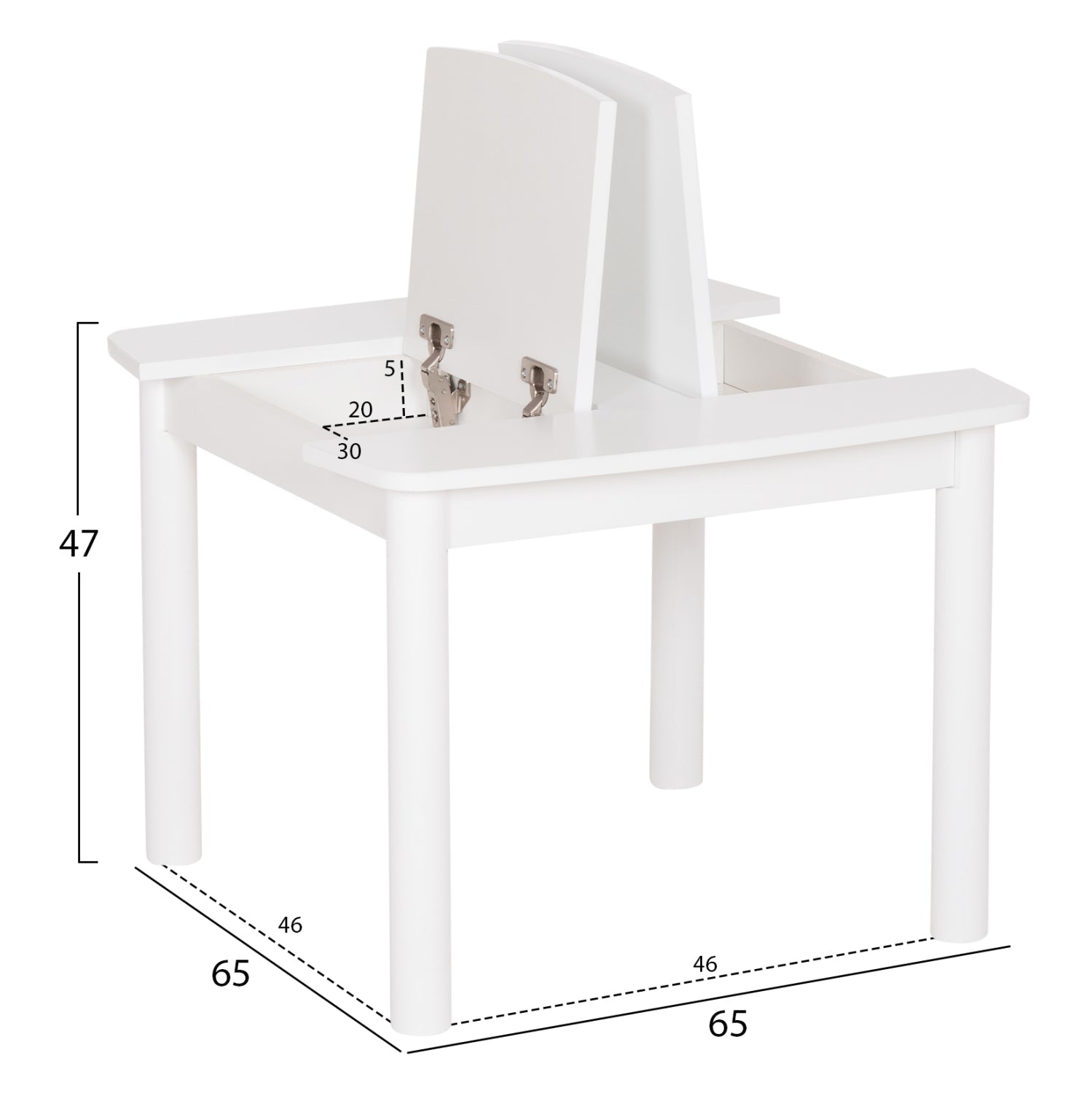Детска масичка с рафтове RICKI MDF и Сумида бял 65x65x47 см